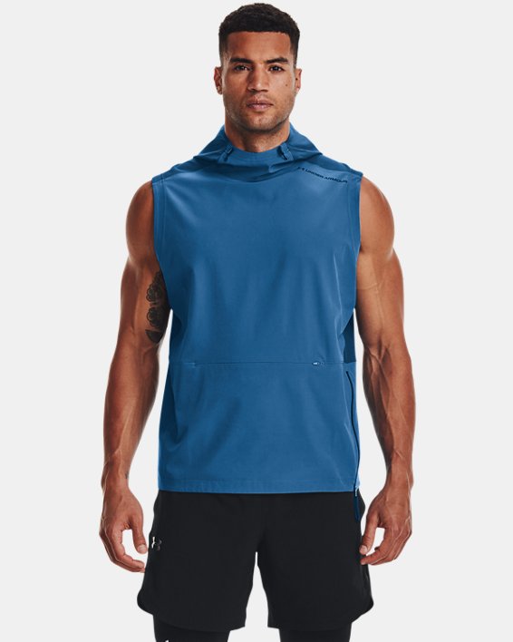 Men's UA RUSH™ Woven Hooded Vest, Blue, pdpMainDesktop image number 0